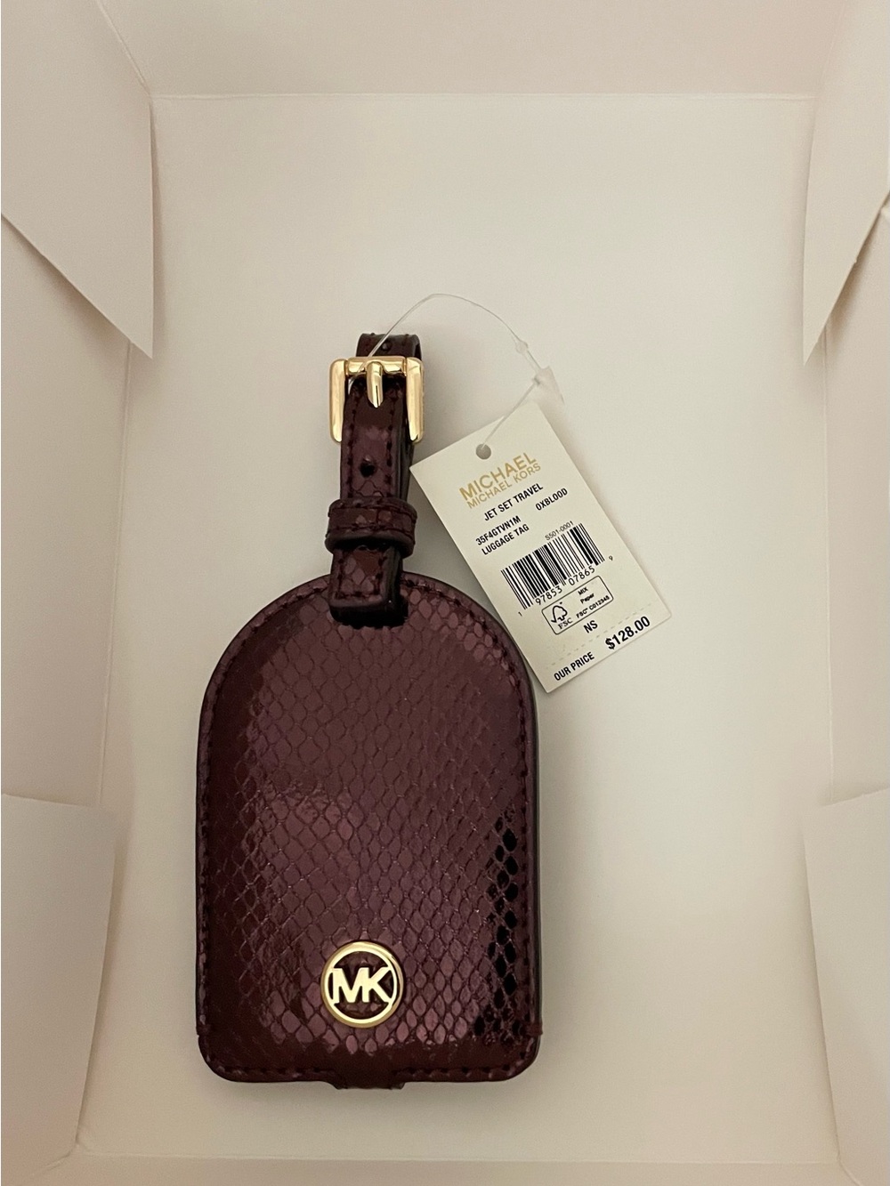 MICHAEL KORS JET SET TRAVEL OXBLOOD LUGGAGE TAG